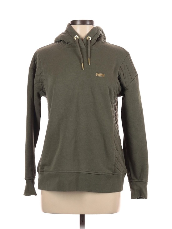 Barbour Tops - Barbour International Sarthe Overlayer Dusky Khaki Hoodie Sweatshirt Size 6 NWT